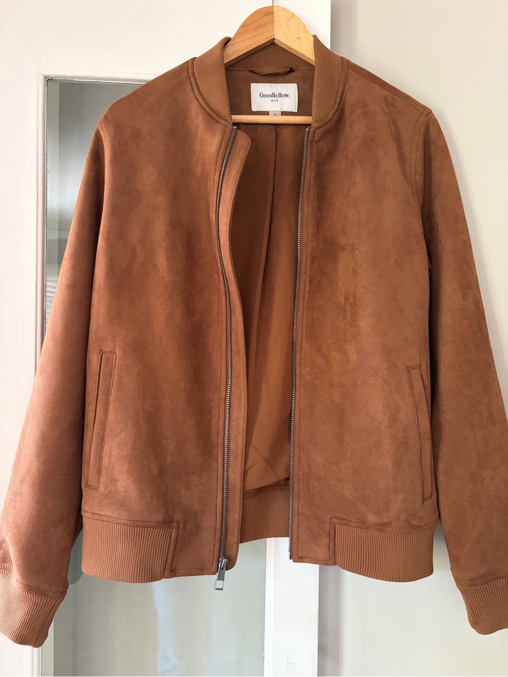 Goodfellow & Co Tan Suede-Look Bomber Jacket